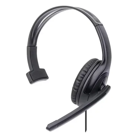 Manhattan 179874 headset med sladd, kontor/callcenter, USB Type-A, svart