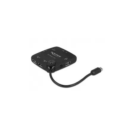 Delock kortläsare med micro-USB OTG och 3-portars USB-hubb