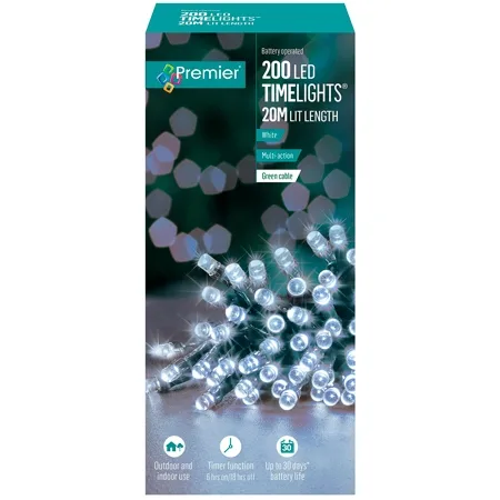 Premier 200 LED batterivit ljuskedja