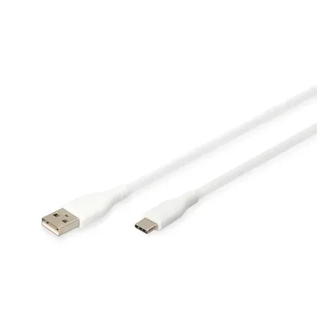Digitus USB 2.0-kabel, USB-C till USB-A, silikon, 0,5 m, vit