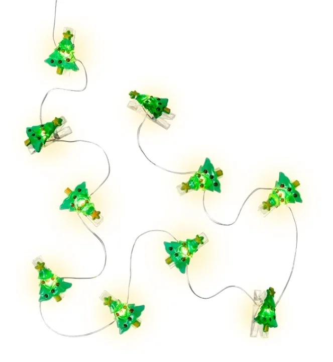 Goobay 10 LED fotoklipp ljusslinga "Julgran" med timerfunktion, varmvitt (3000 K), batteridrift