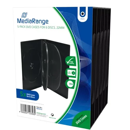MediaRange 6er-DVD-Box, DVD-fodral för 6 skivor, svart