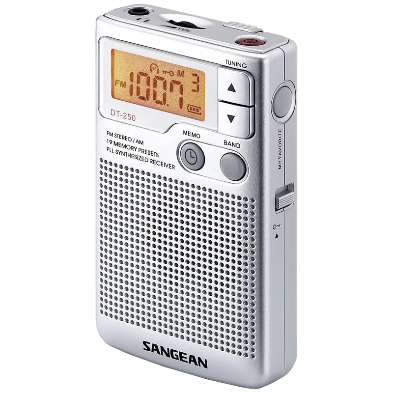 Fickradio Sangean Pocket 250 FM, AM Knapplås Silver