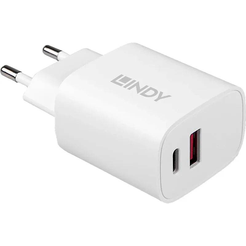 LINDY 20W USB Typ A & C Charger USB-laddare 20 W 1x USB-A, 1x USB-C® Vit Inomhus