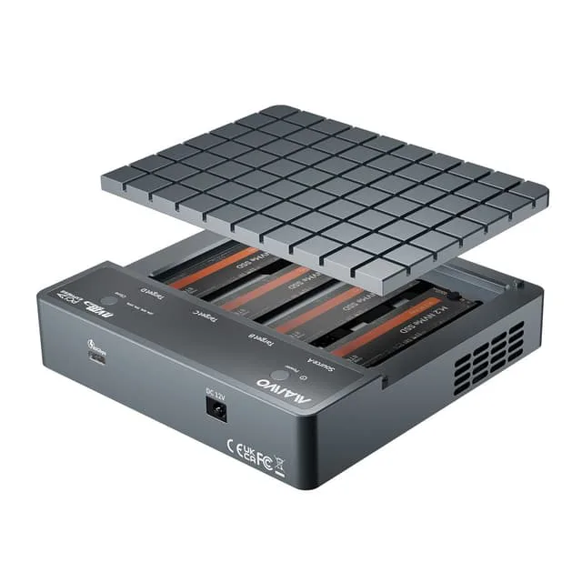 Maiwo 4-slot M.2 NVMe SSD Dockningsstation med kloningsfunktion