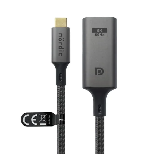 Nördic 50 cm USB-C till DisplayPort 1.4-kabel 8K30Hz 4K120Hz 32,4Gbps