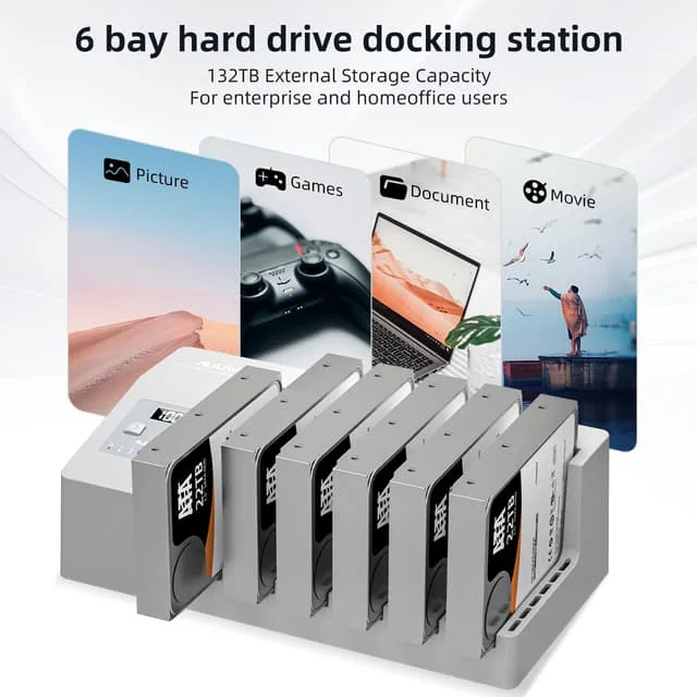 MAIWO 6x HDD kloning- och dockningsstation