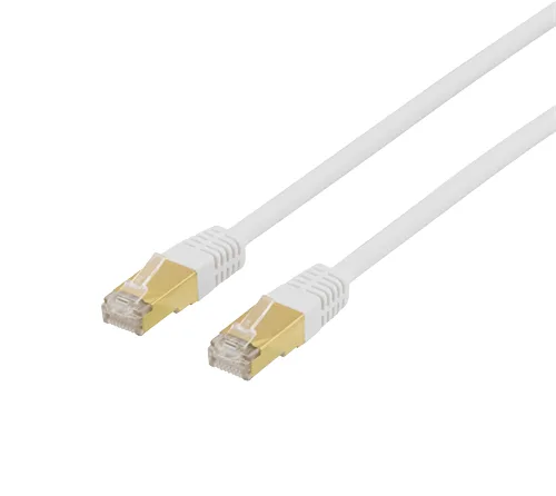 DELTACO TP-kabel Cat7 S/FTP, vit, 0,5 m
