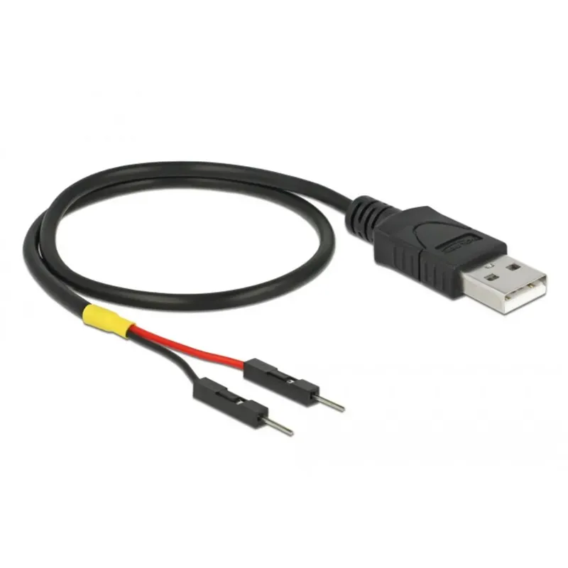 Delock USB-strömkabel USB-A kontakt, Stolpkontakt 2-polig 0.30 m Svart med postkontakt 85402