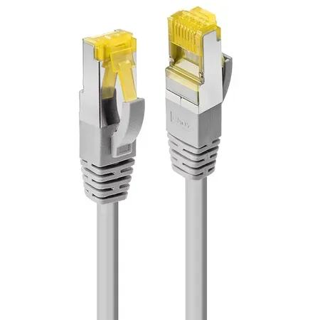 LINDY 47263 RJ45 Nätverkkabel, Patchkabel CAT 6a (råkabel CAT 7) S/FTP 1.50 m Grå med låsskydd 1 st