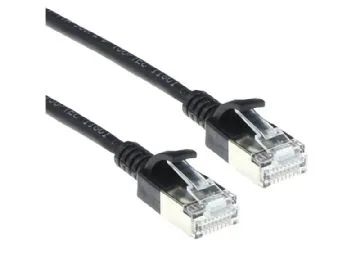 ACT Black 2 meter LSZH U/FTP CAT6A datacenter slimline patch cable snagless with RJ45 connectors (DC7902)