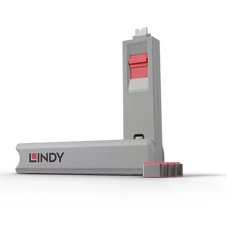 Lindy 40425 portblokering Portblokering + nøgle USB Type-C Lyserød 5 stk