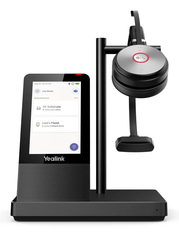 Yealink WH66 Mono Teams Personligt ljudkonferenssystem Trådlös Huvudband Kontor/callcenter USB Type-A Bluetooth Laddningsställ Svart