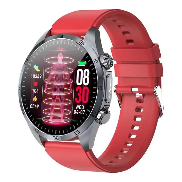 INF Smartwatch med avancerad hälsoövervakning Röd