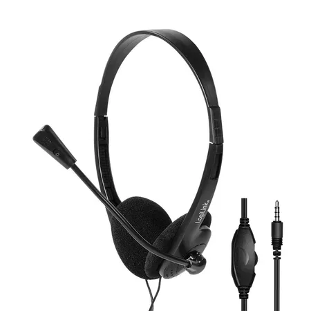 LogiLink HS0055 hörlurar/headset med sladd, musik/vardag, svart