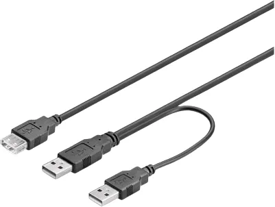DELTACO USB 2.0 strömkabel 2xA-ha-1x A-ho