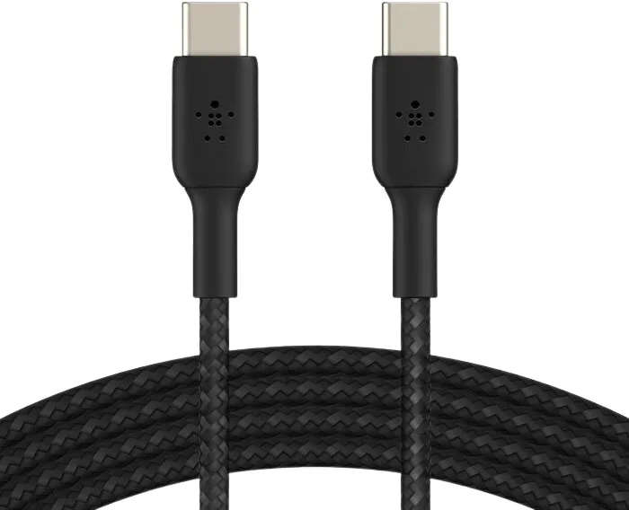 Belkin USB-C till USB-C-kabel, flätad, 1 m, svart