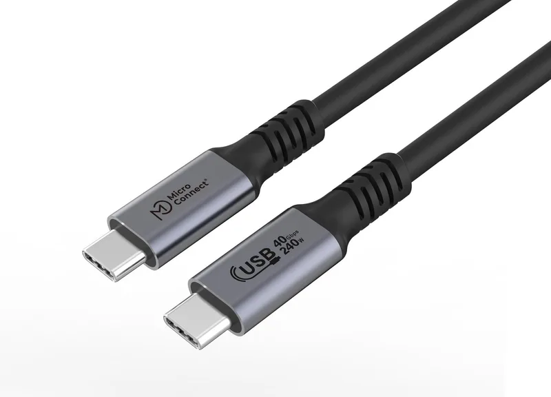 USB-C-kabel MicroConnect Premium, USB4 Gen3x2 40Gbps, 240W, 0,5 meter