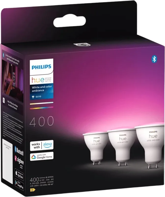 Philips Hue White Color 400lm GU10 3-pack