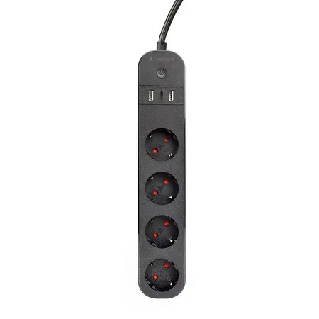 Gembird TSL-PS-S4U-01 smart grenuttag med Wi-Fi, svart