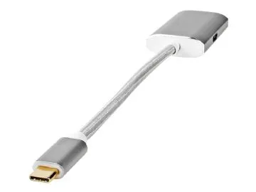 Nedis - Videokort - 24 pin USB-C hane till HDMI, 24 pin USB-C hona - 20 cm - silver - formpressad, stöd för 4K