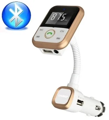 FM-sändare med Bluetooth-handsfree och billaddare (guld)