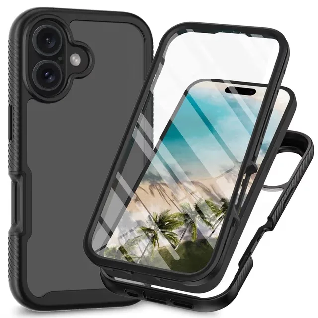 MTK klart skal i PC och TPU med PET-skärmfilm till iPhone 16