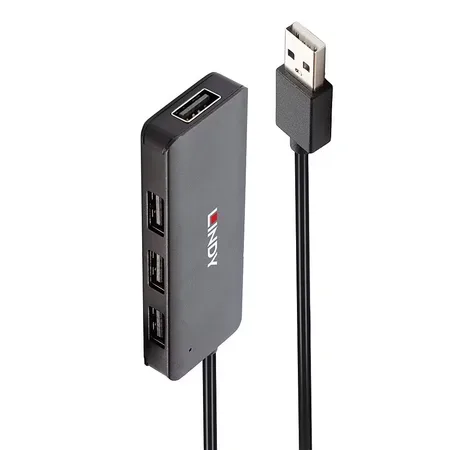 Lindy 42986 interface hub USB 2.0 480 Mbit/s Sort