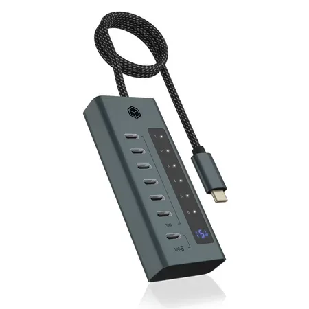 IcyBox 7-portars USB-hubb med USB 3.2 Gen 2 Type-C