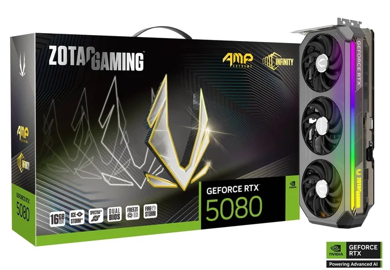Zotac GeForce RTX 5080 AMP Extreme Infinity 16 GB GDDR7, HDMI/3xDP, Spectra 2.0 RGB Lighting