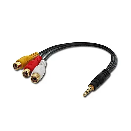 Lindy 35539 kompositvideokabel 3,5 mm till 3 x RCA, 0,25 m, svart