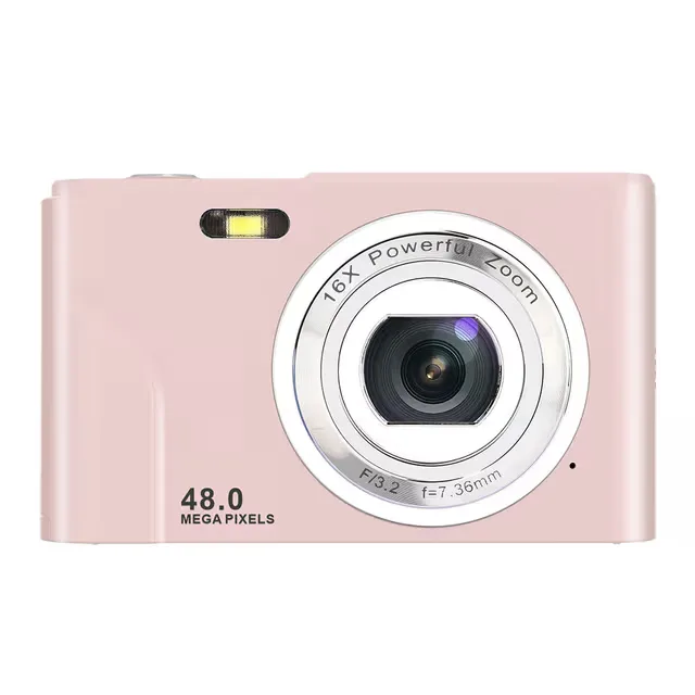 Digitalkamera 1080P, 48 megapixel, 16x zoom, rosa