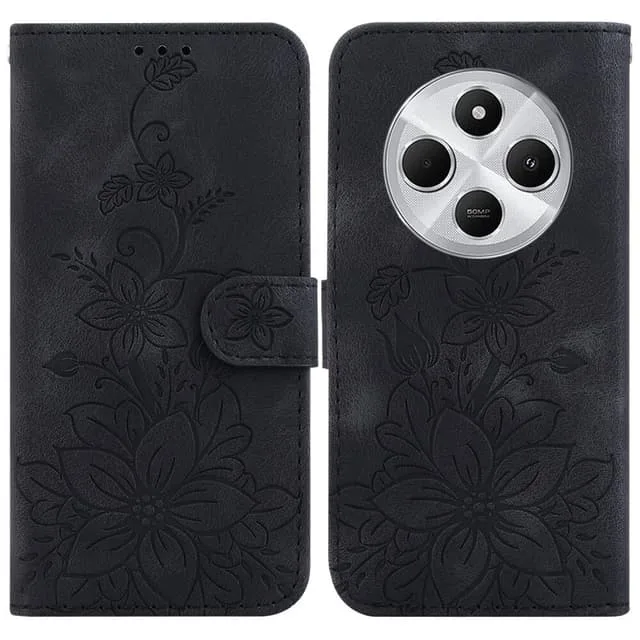 MTK För Xiaomi Redmi 14C Fodral Ställ Plånboksfodral Blommönster