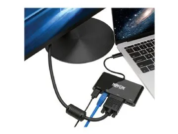 Eaton Tripp Lite USB 3.1 Gen 1 USB-C Adapter Converter Thunderbolt 3 Compatible 4K HDMI VGA USB-A Hub Port Gigabit Ethernet