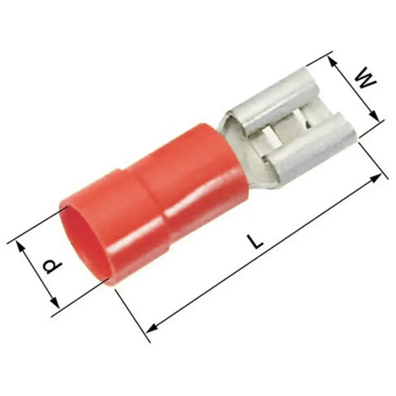 LAPP 63101030 flatstifthylsa, 4,8 mm, delisolerad, röd, 100 st