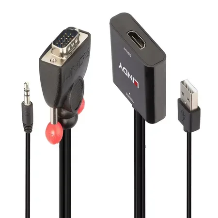 Lindy 38284 videoadapter VGA + 3,5 mm till HDMI + USB svart