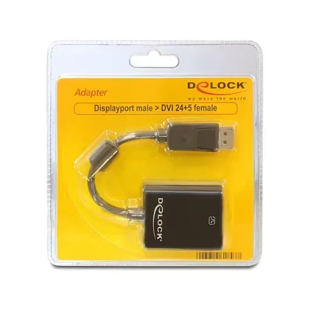 Delock DisplayPort till DVI 24+5-adapter, svart