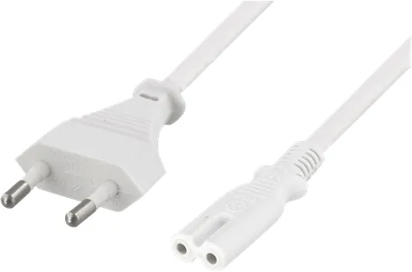 DELTACO Strömkabel C7 Rak CEE 7/16 till 2-pin Vit 10 m