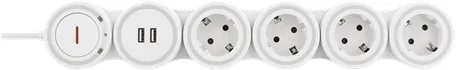 DELTACO Grenuttag Flexibelt 4x CEE 2x USB-A