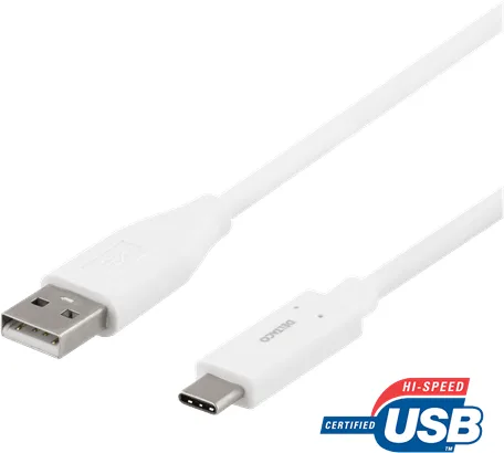 DELTACO USB 2.0-kabel C-A Vit 1,5 m