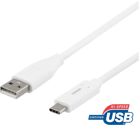 DELTACO USB 2.0-kabel C-A Vit 1 m