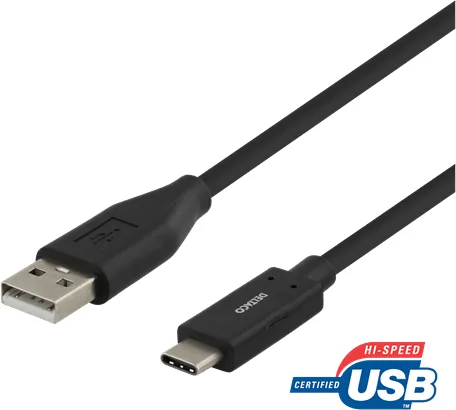 DELTACO USB 2.0-kabel C-A Svart 2 m
