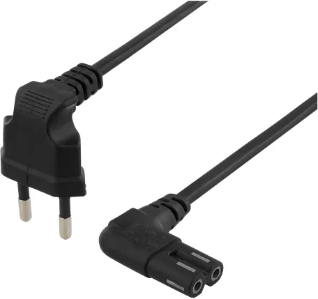 DELTACO strömkabel vinklad 2-pin, svart, 3 m