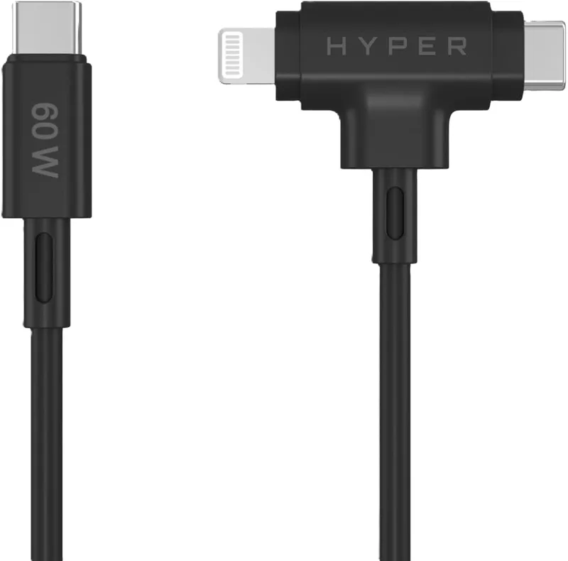 Hyper USB-C till Lightning-kabel, 1,5 m, silikon, svart
