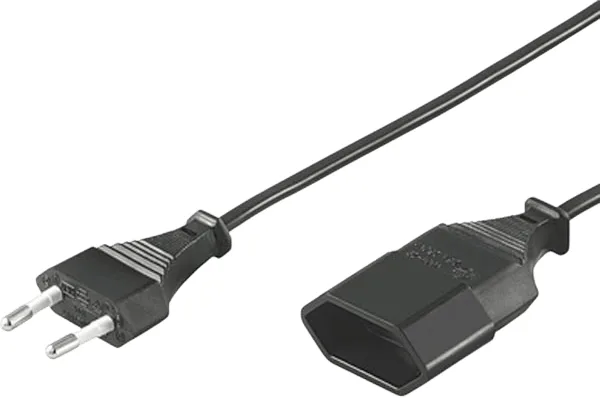 DELTACO strömförlängning, 2-stift, svart, 3 m