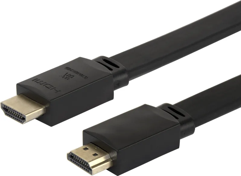 DELTACO platt HDMI-kabel 2.1 hane-hane, svart, 1 m
