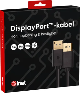 Inet brand Inet DisplayPort 1.4 ha-ha, svart, 3 m