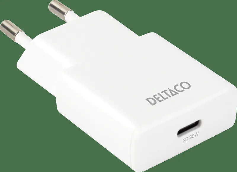 DELTACO Väggladdare 1 x USB-C 30W Slim