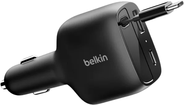 Belkin billaddare 75 W, 2 portar, inbyggd kabel