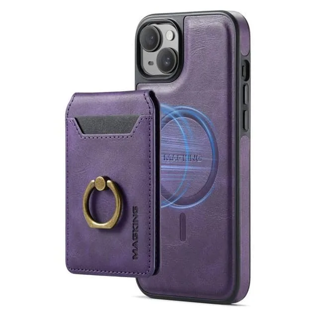 Magnetiskt avtagbart 2-i-1 läderfodral för iPhone 16 lila